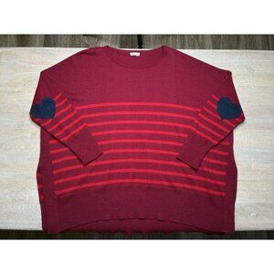 Mersea Amour Stripe Catalina Sweater Red Striped Heart Patches One Size